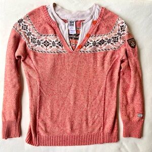 The North Face Never Stop Exploring Orange Nordic Knit Bohemian Sweater